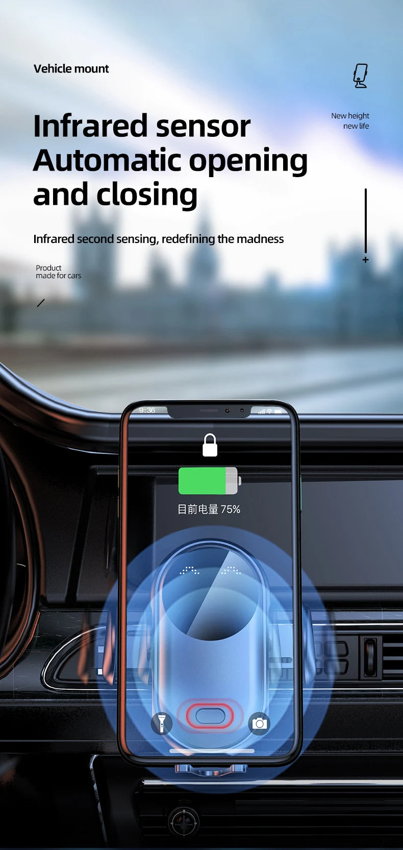 VIKEFON 30W USB-C Wireless Car Charger for iPhone & More