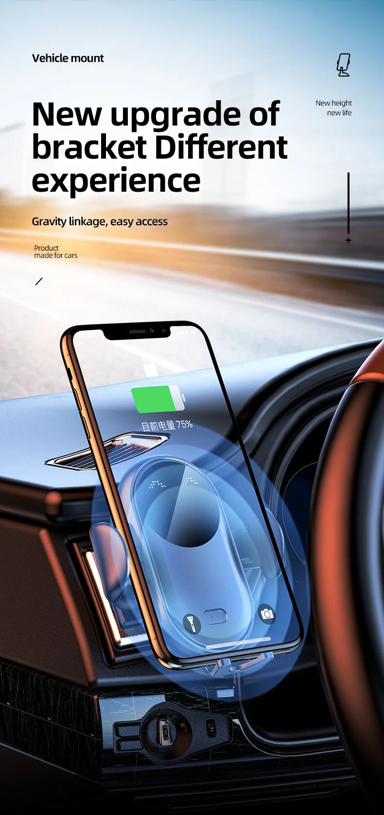 VIKEFON 30W USB-C Wireless Car Charger for iPhone & More