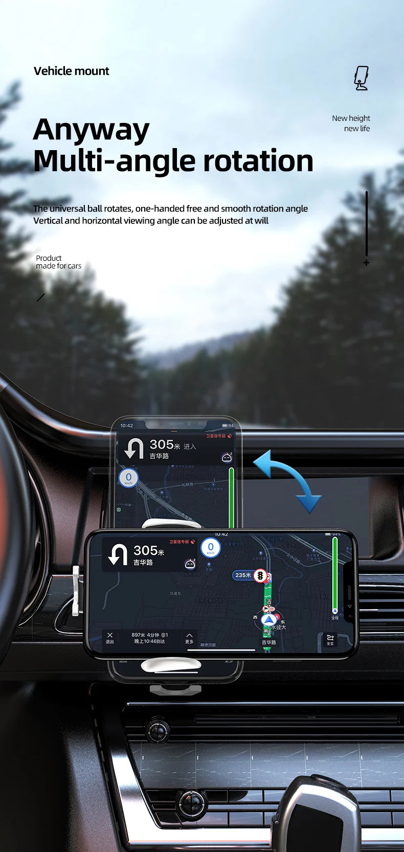 VIKEFON 30W USB-C Wireless Car Charger for iPhone & More