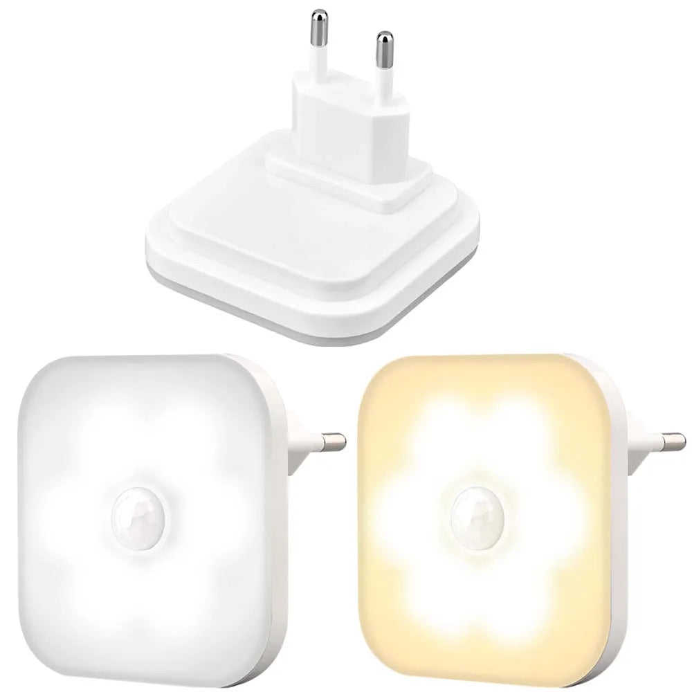 LED Night Light US/EU Plug In Smart Motion Sensor Light Children's Night Light Wireless Night Lamp For Bedside Table Bedroom