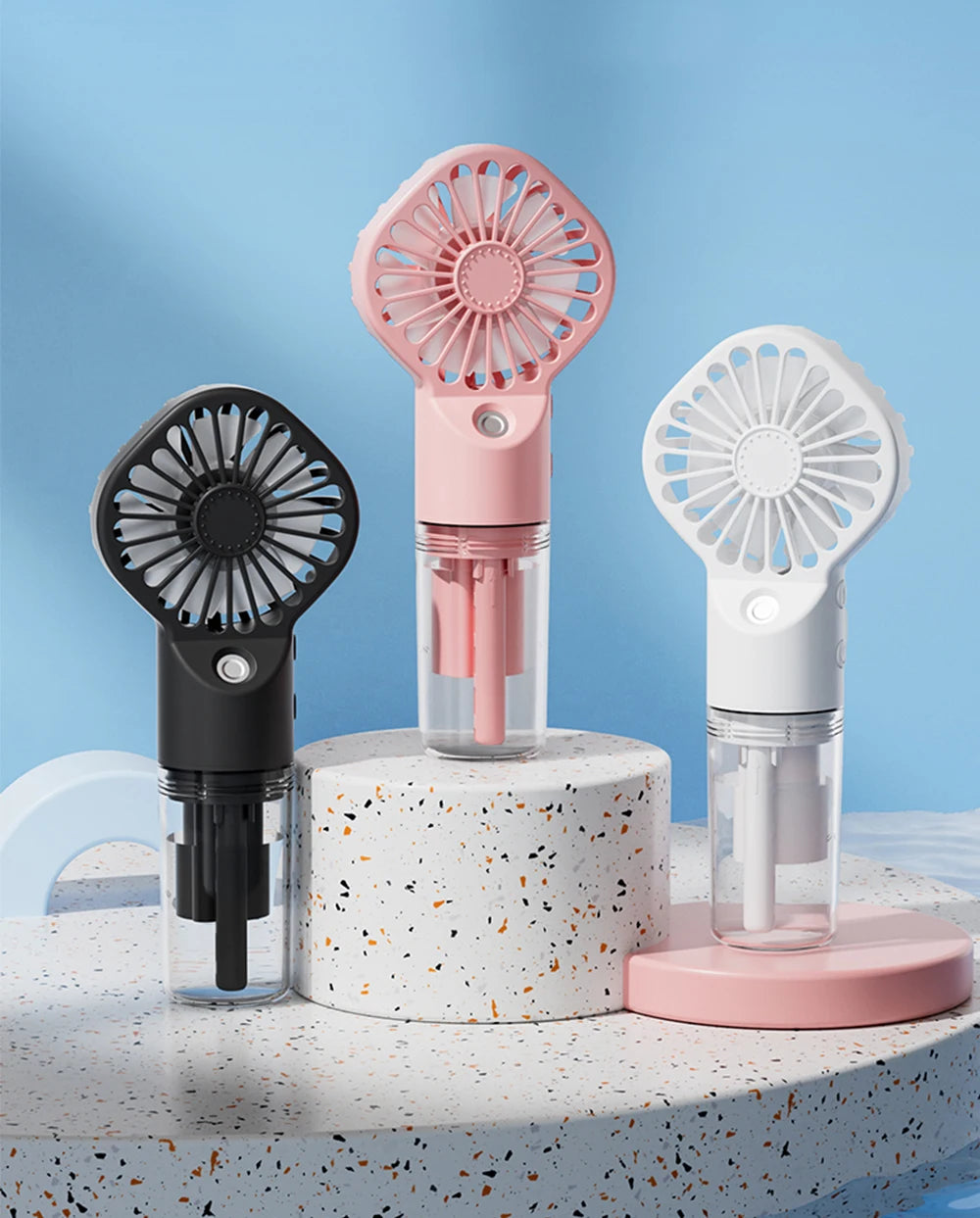 Raugee Portable Humidifier Fan – USB Rechargeable, Adjustable Speeds, Cooling & Hydrating Mist