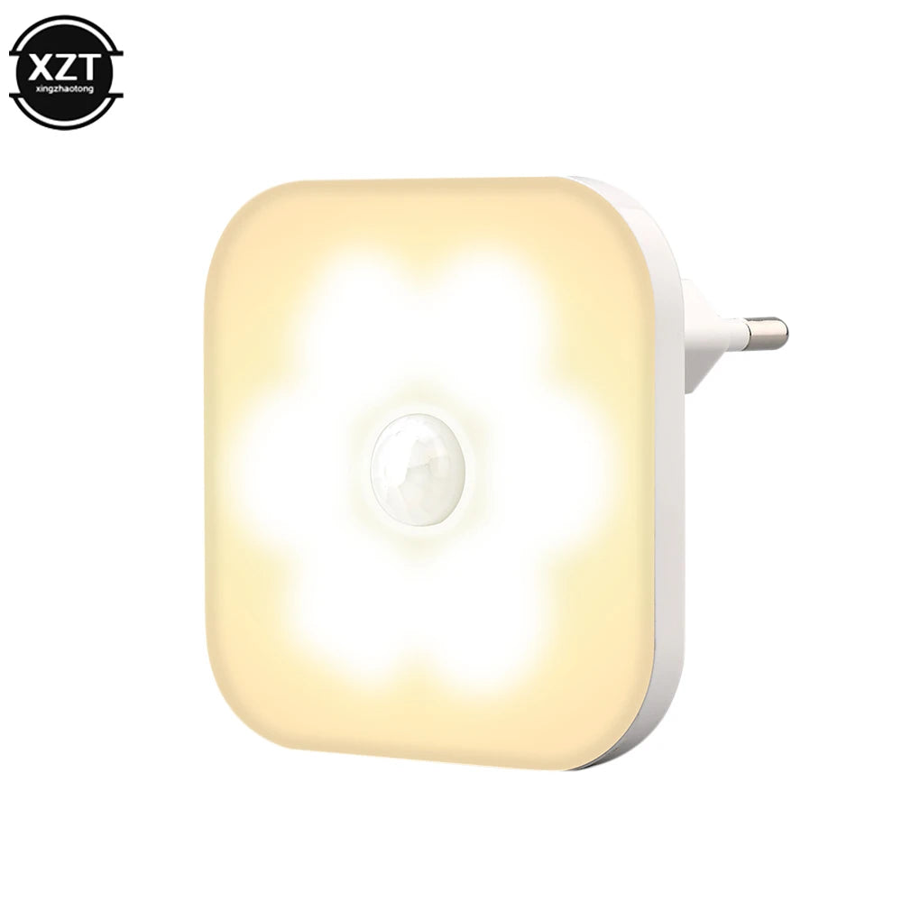 LED Night Light US/EU Plug In Smart Motion Sensor Light Children's Night Light Wireless Night Lamp For Bedside Table Bedroom