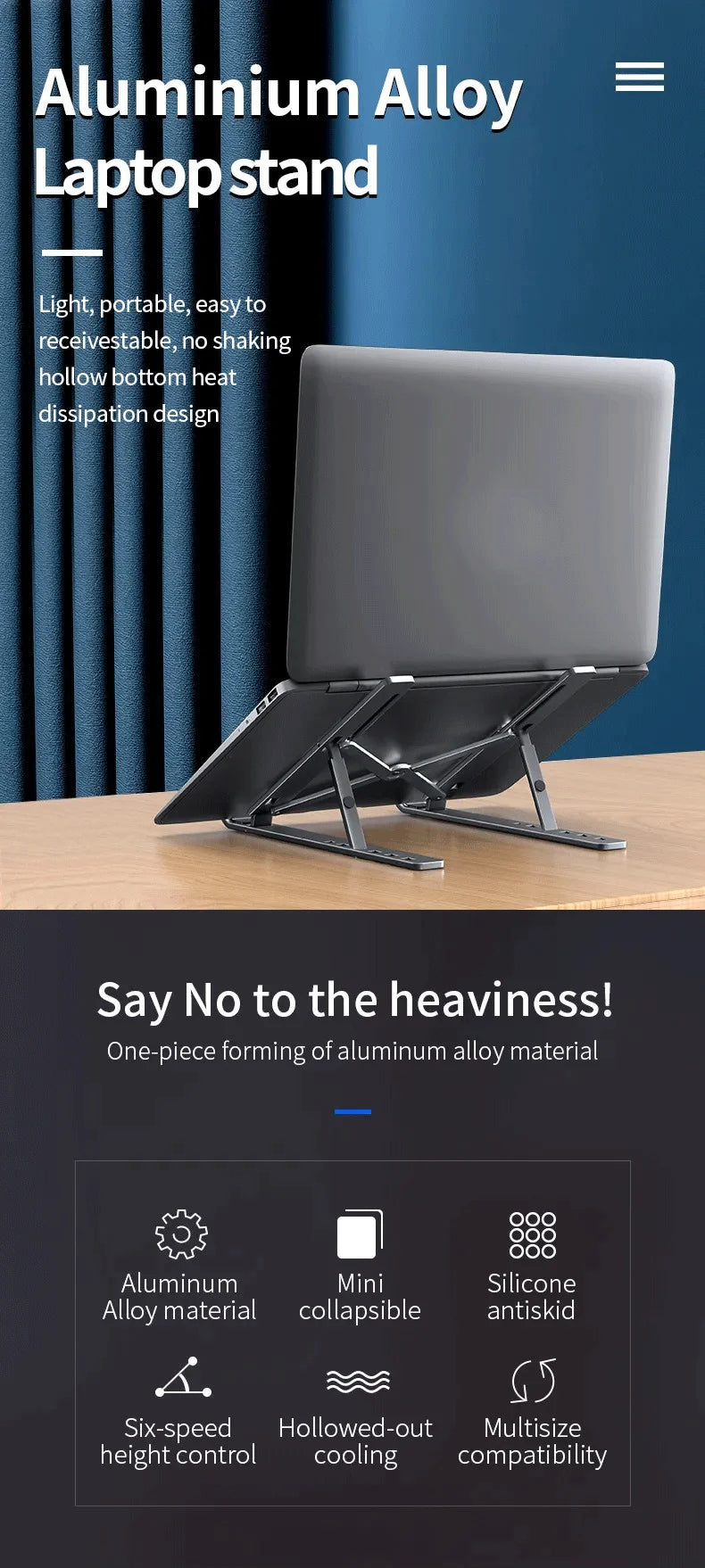 Foldable Aluminum Alloy Laptop Stand – Stable & Lightweight