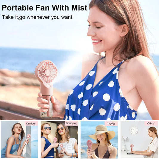 Raugee Portable Humidifier Fan – USB Rechargeable, Adjustable Speeds, Cooling & Hydrating Mist