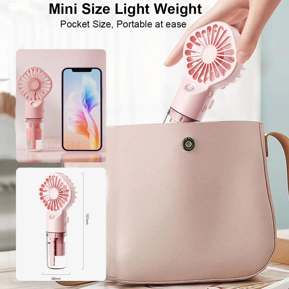 Raugee Portable Humidifier Fan – USB Rechargeable, Adjustable Speeds, Cooling & Hydrating Mist